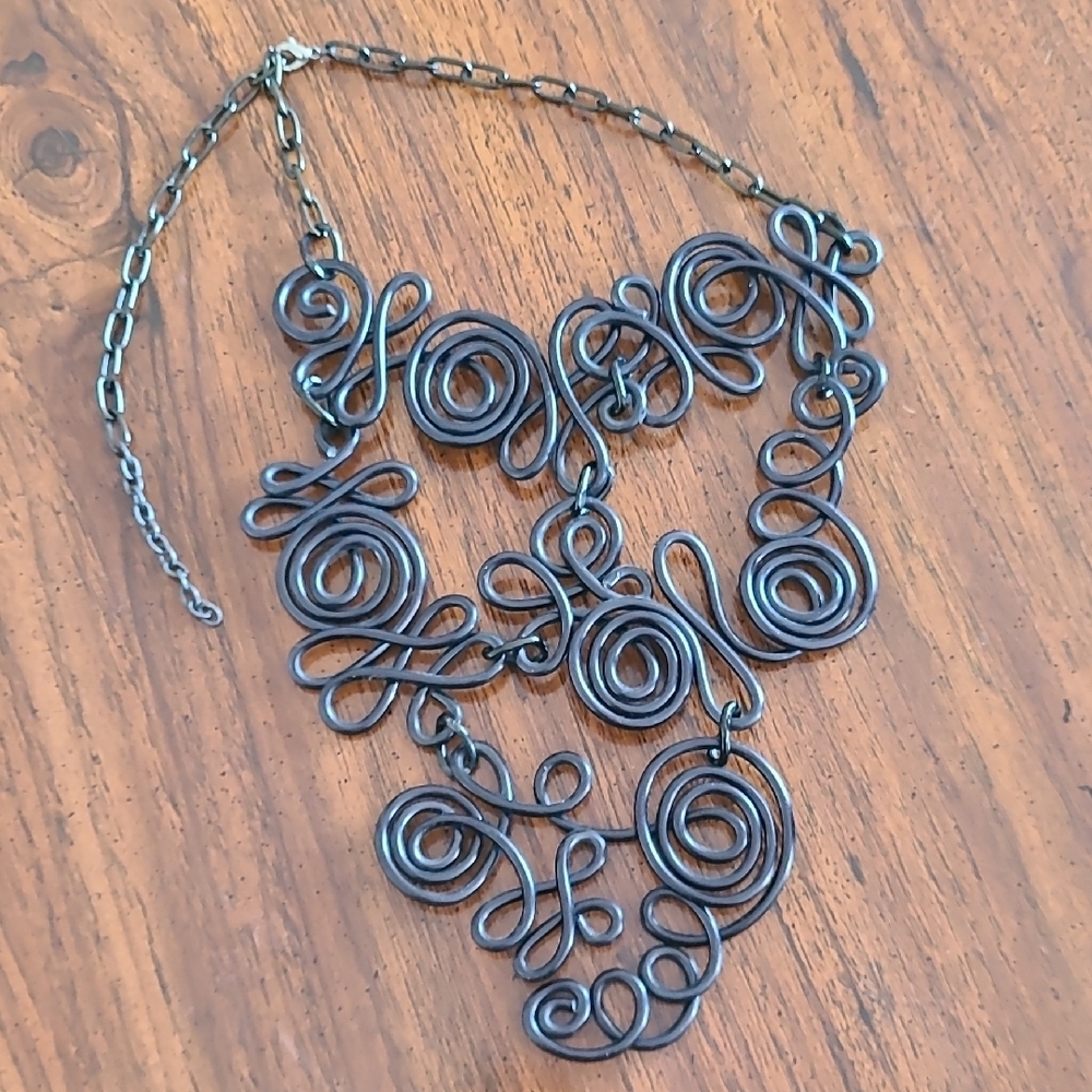 Black Spiral Artistry Necklace with Matte Finish
